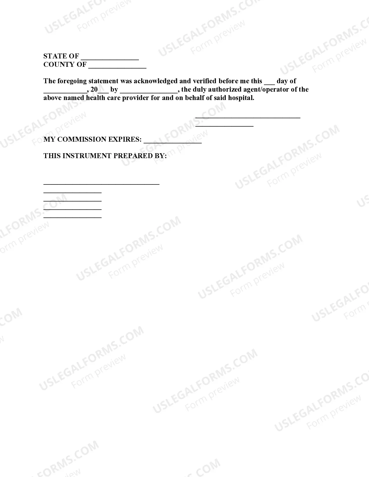 Preview Notice of Hospital Lien