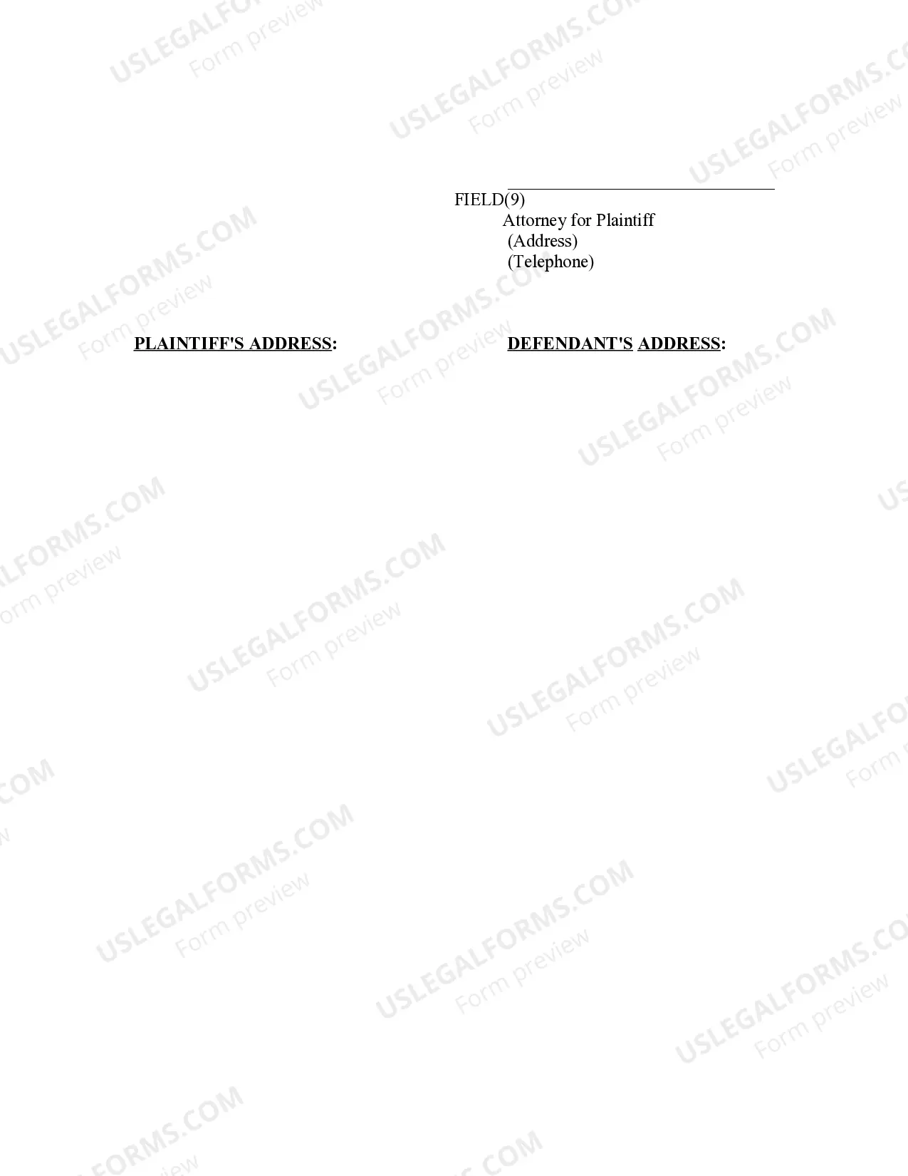 Preview Complaint for Divorce