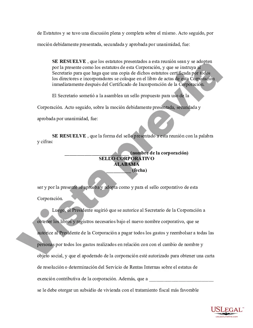 Preview Acta de la Asamblea Organizativa de Incorporaciones y Directores de una Sociedad Anónima sin Fines de Lucro
