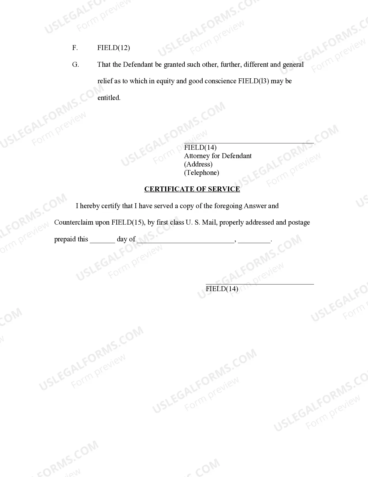 Preview Answer to Divorce Complaint