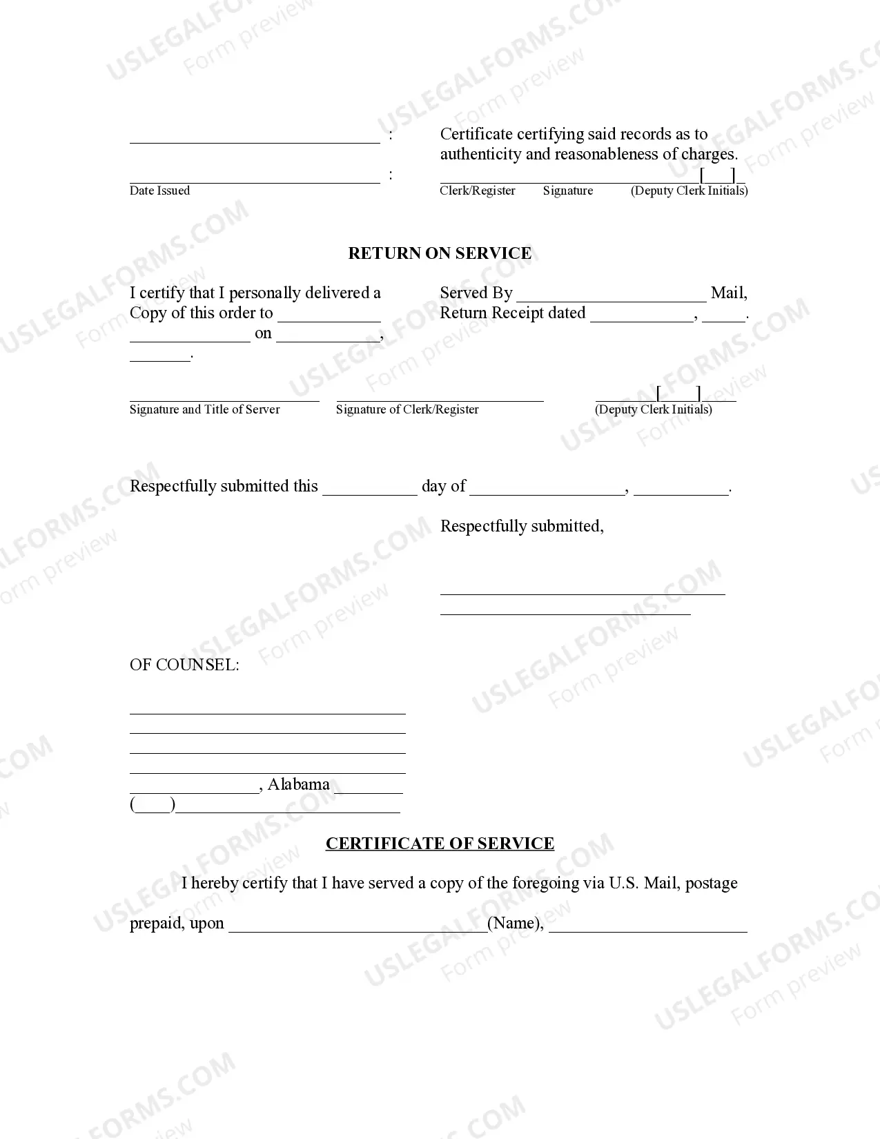 Preview Order to Appear - Subpoena