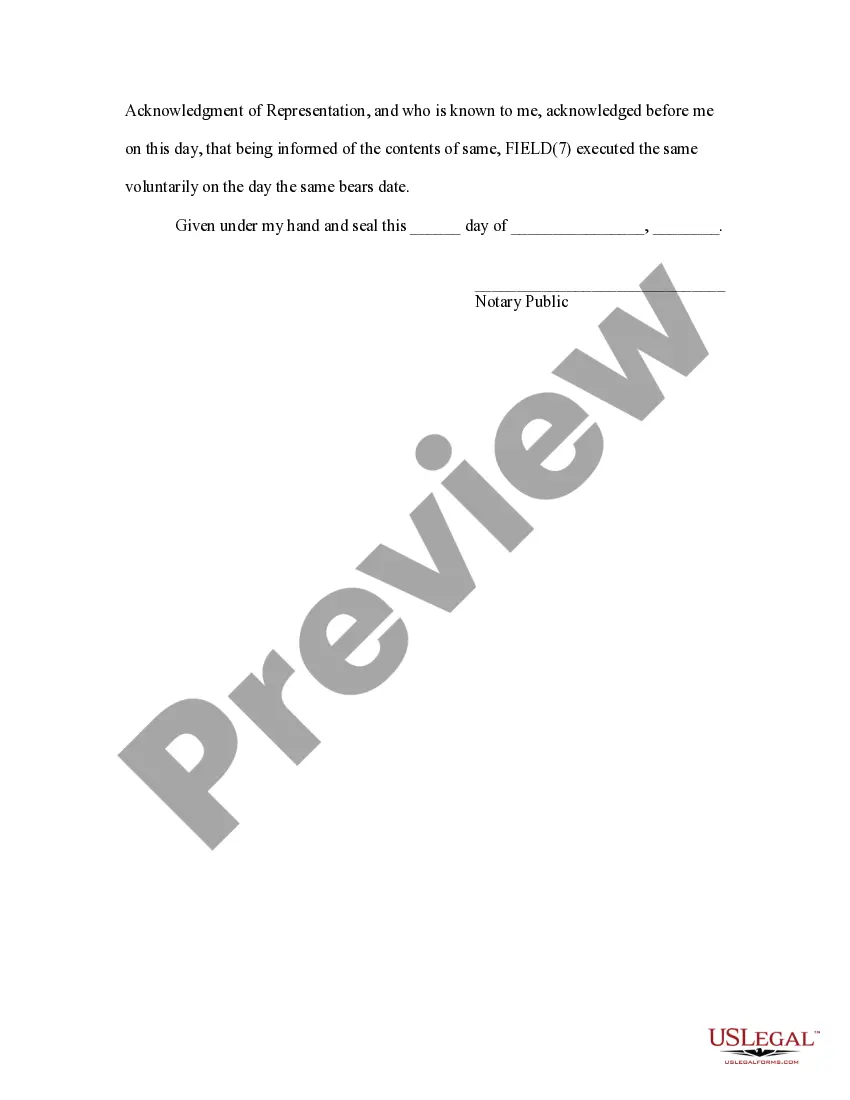 Preview Acknowledgment of Representation