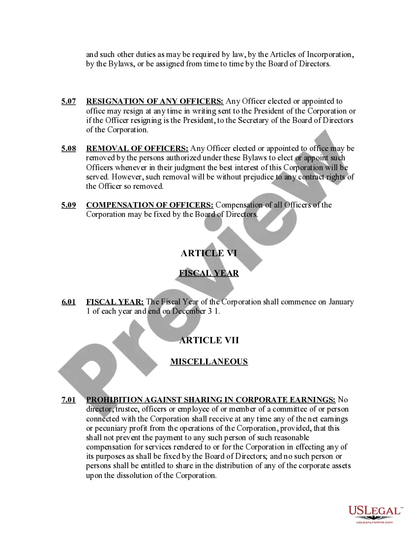 Preview Bylaws of a Nonprofit Organization