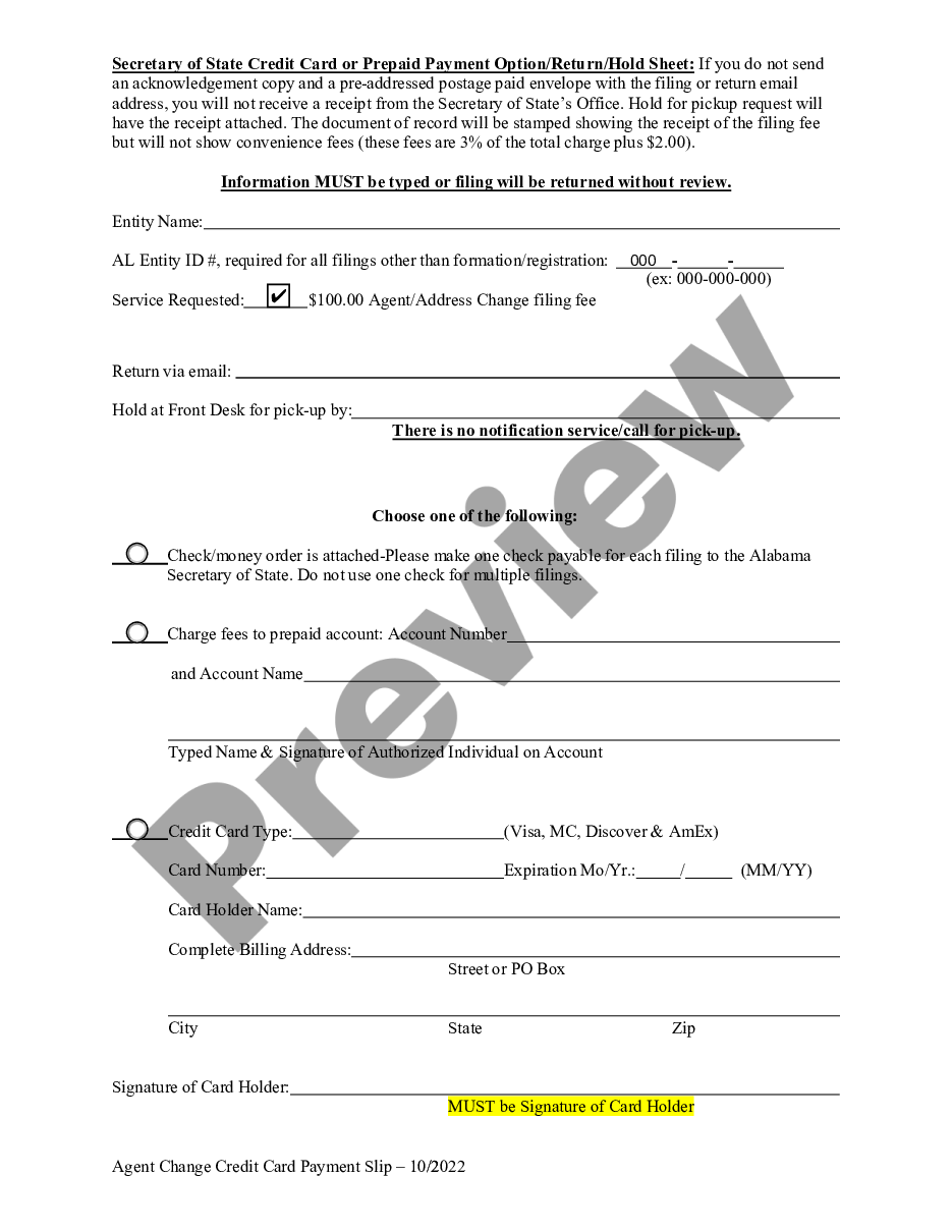page 2 Alabama Change of Registered Agent preview