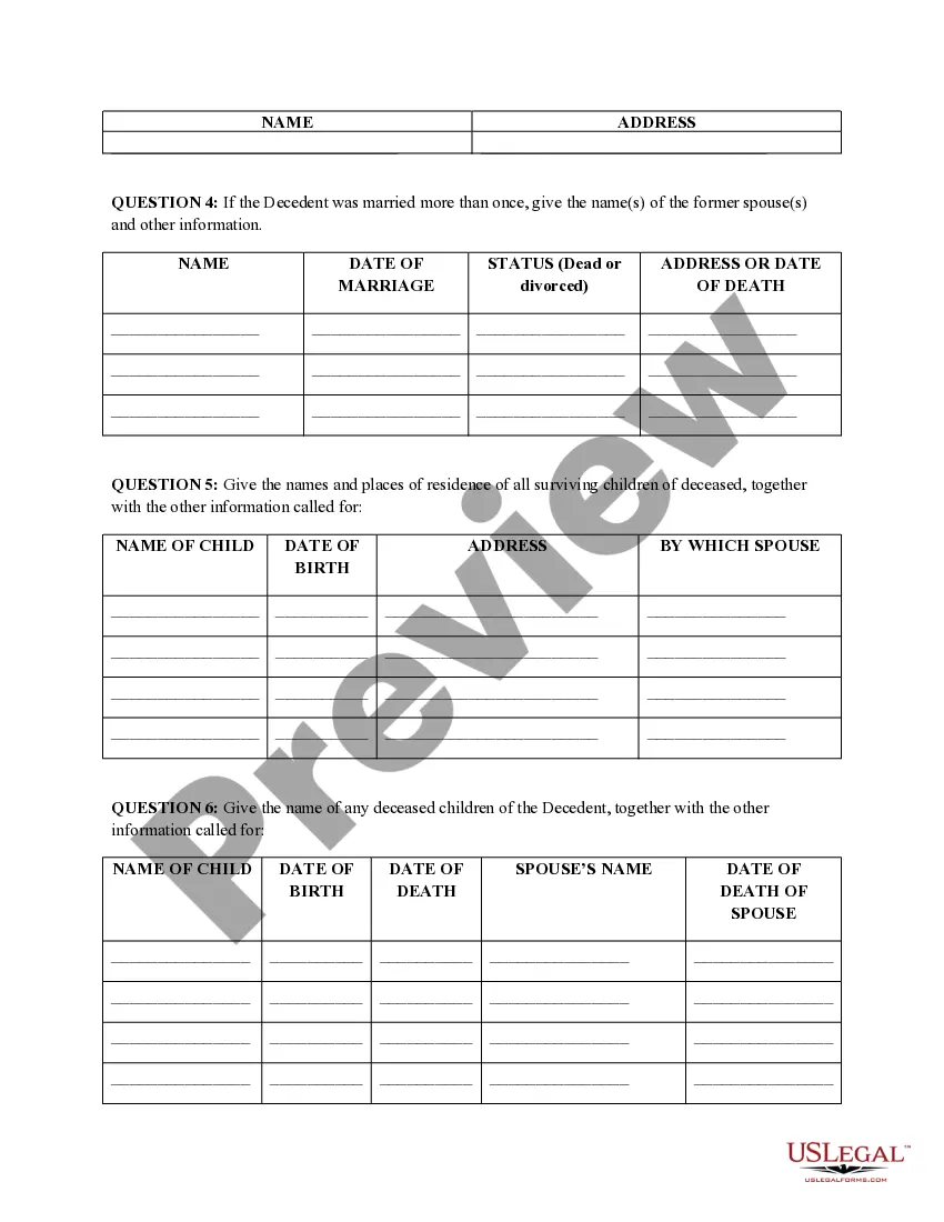 Preview Affidavit of Heirship
