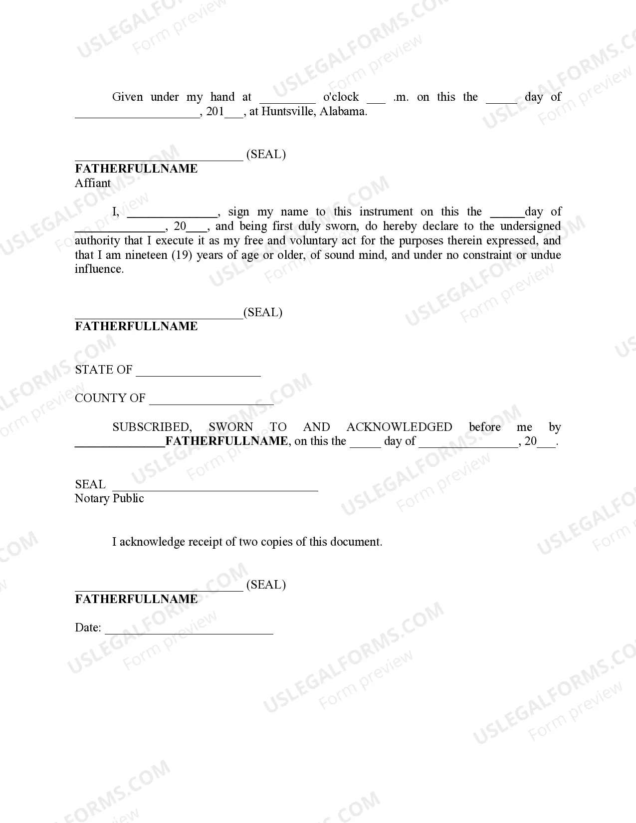 Preview Consent or Relinquishment of Minor for Adoption