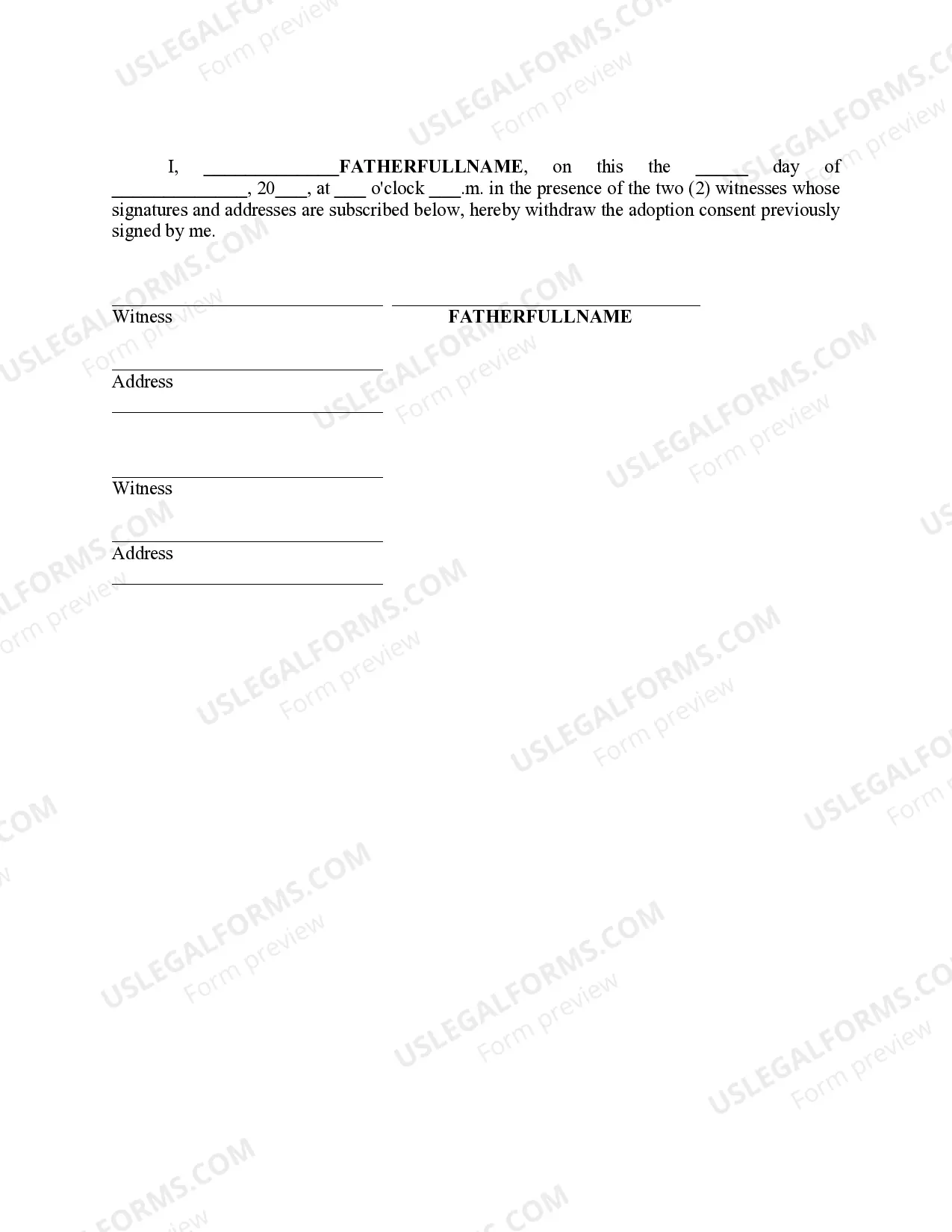 Preview Consent or Relinquishment of Minor for Adoption