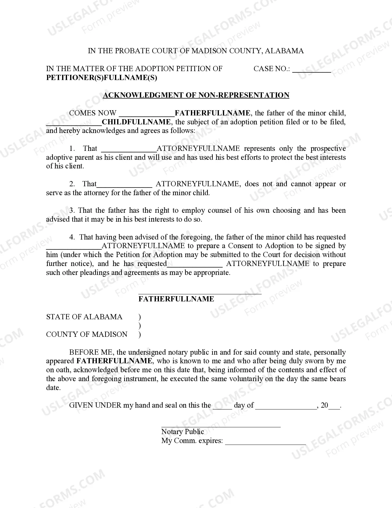 Preview Consent or Relinquishment of Minor for Adoption