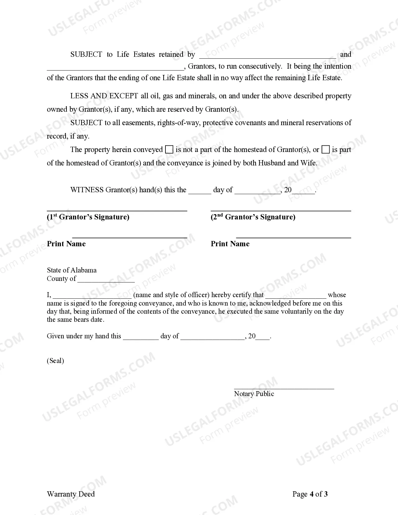 Preview Warranty Deed for Parents to Child with Reservation of Life Estate