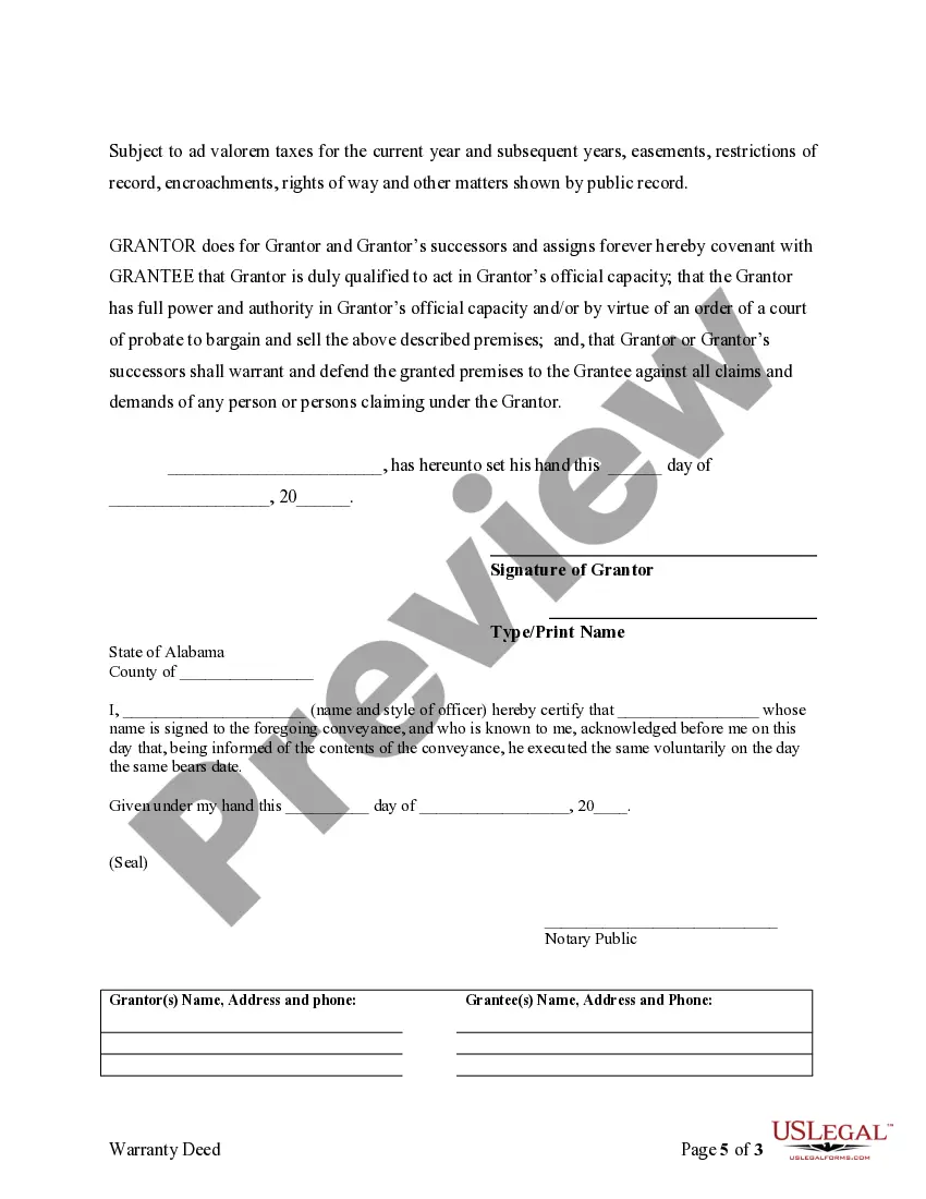 Preview Warranty Deed for Fiduciary