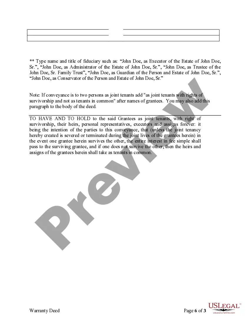 Preview Warranty Deed for Fiduciary