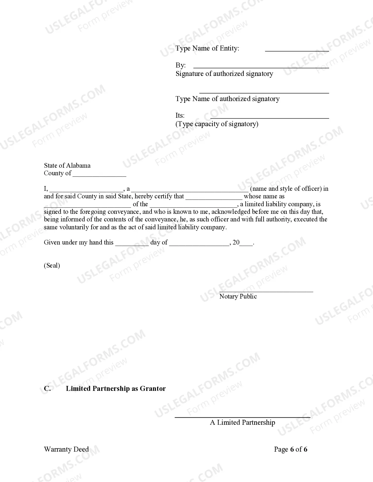 Preview Warranty Deed from Limited Partnership or LLC is the Grantor, or Grantee