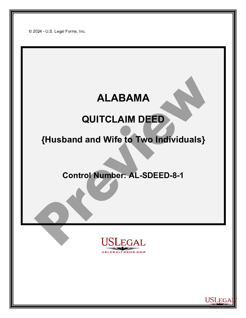 Alabama Quitclaim Deed From Husband And Wife To Two Individuals As Joint Tenants Quitclaim 4879