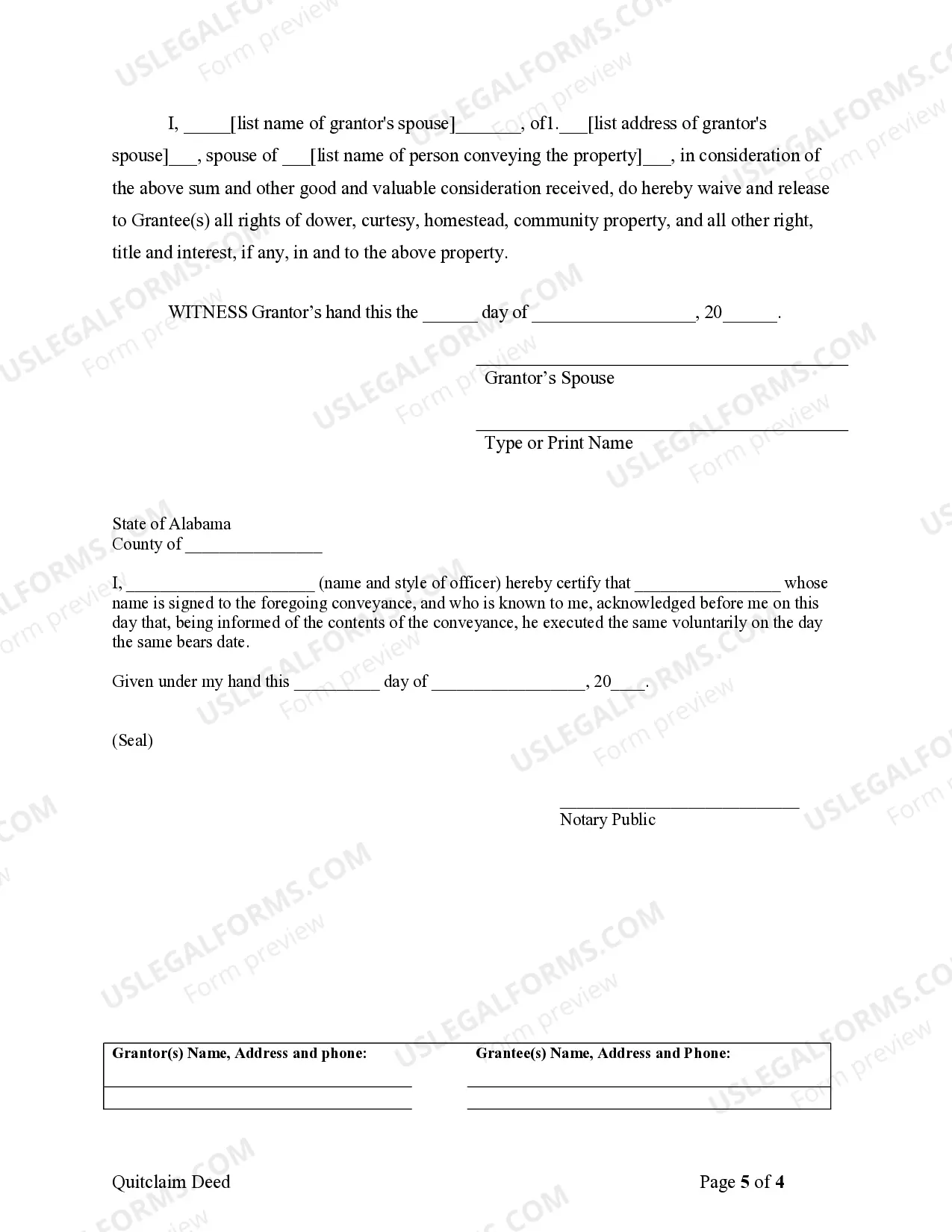 Preview Quitclaim Deed from one Individual to Four Individuals as Joint Tenants with Right of Survivorship