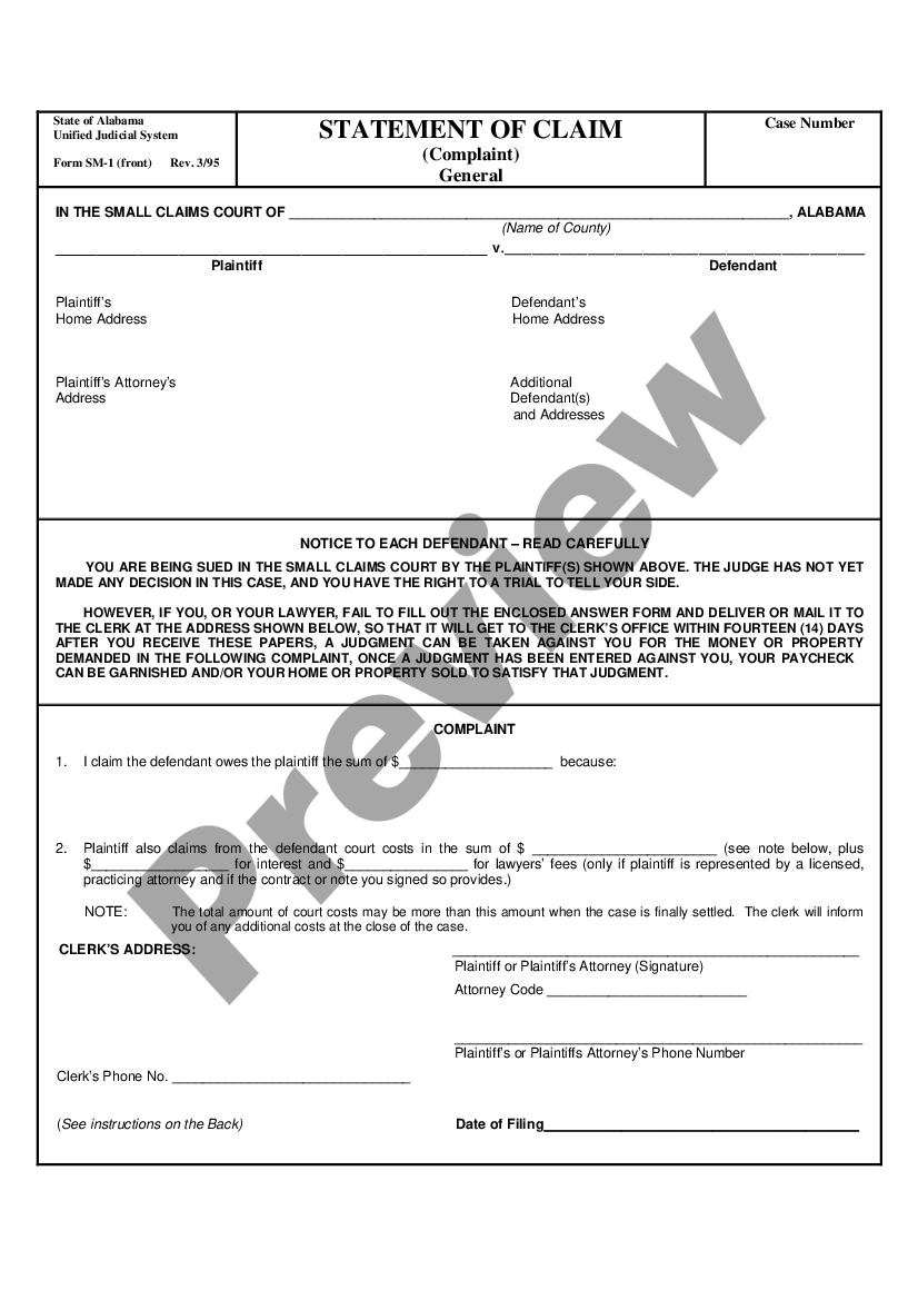 alabama-statement-of-claim-complaint-general-us-legal-forms