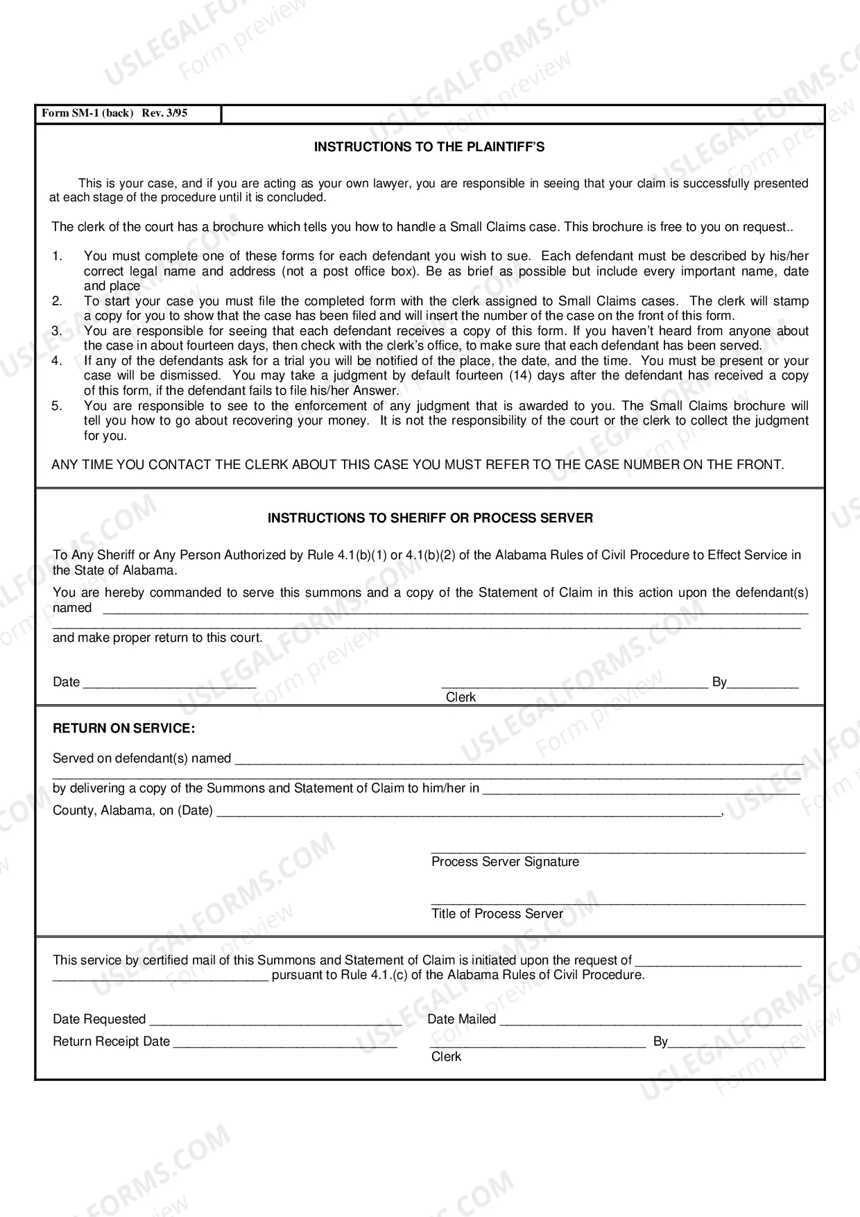 Preview Statement of Claim (Complaint) - General
