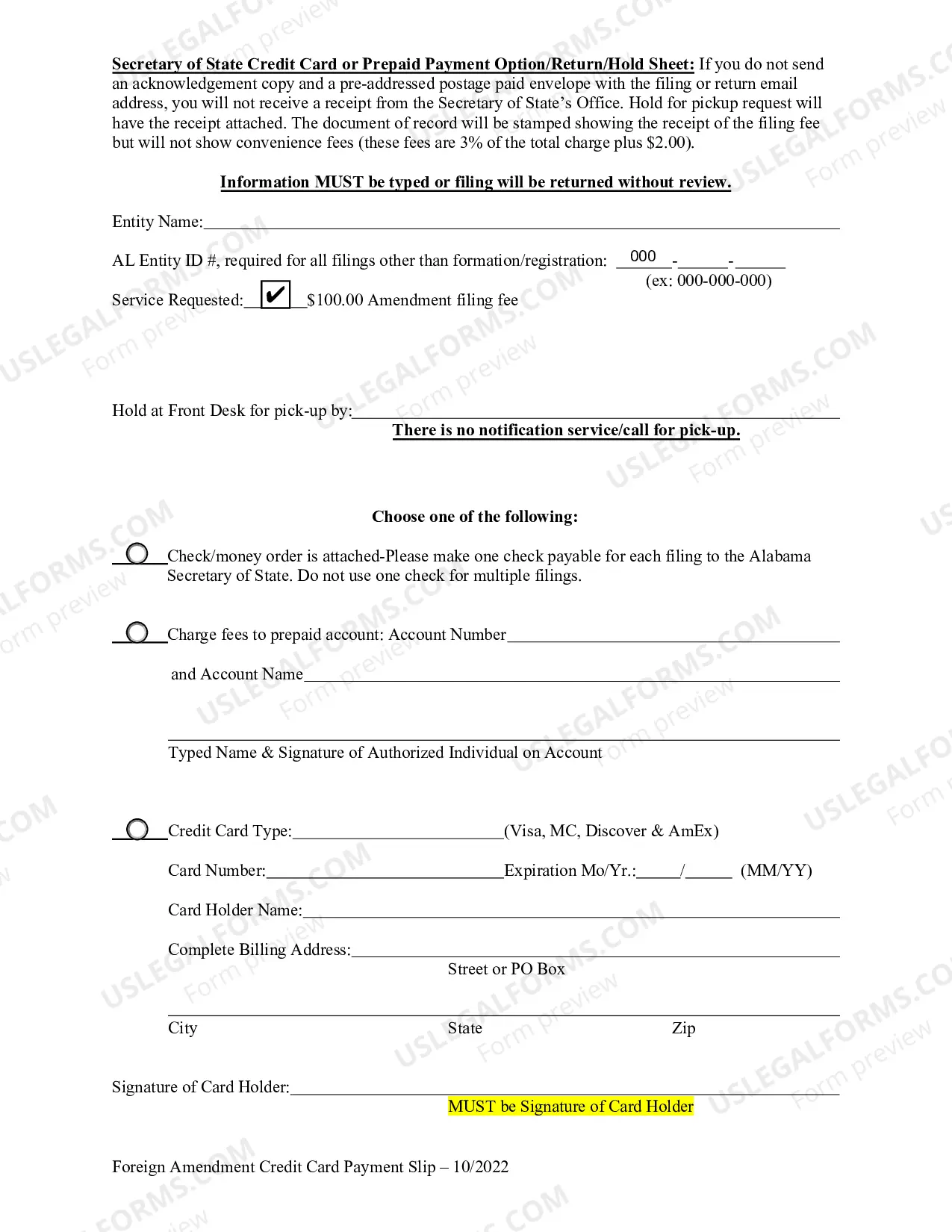 Preview Foreign Corporation Amendment to Registration