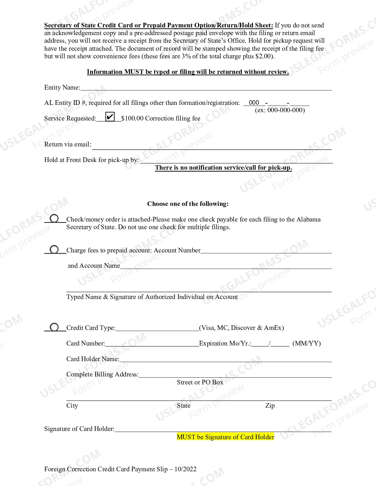 Preview Foreign Registered Limited Liability Partnership Statement of Correction