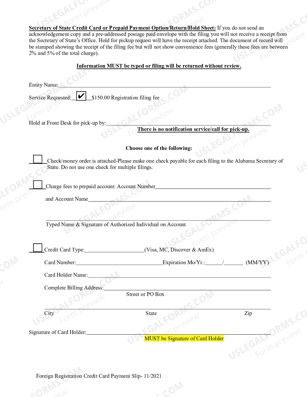 Preview Foreign Corporation Application for Registration
