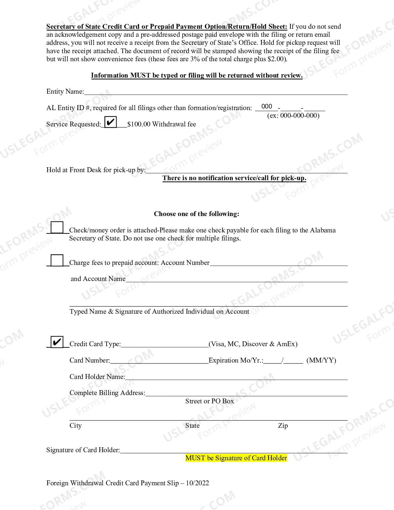 Preview Foreign Corporation Certificate of Withdrawal