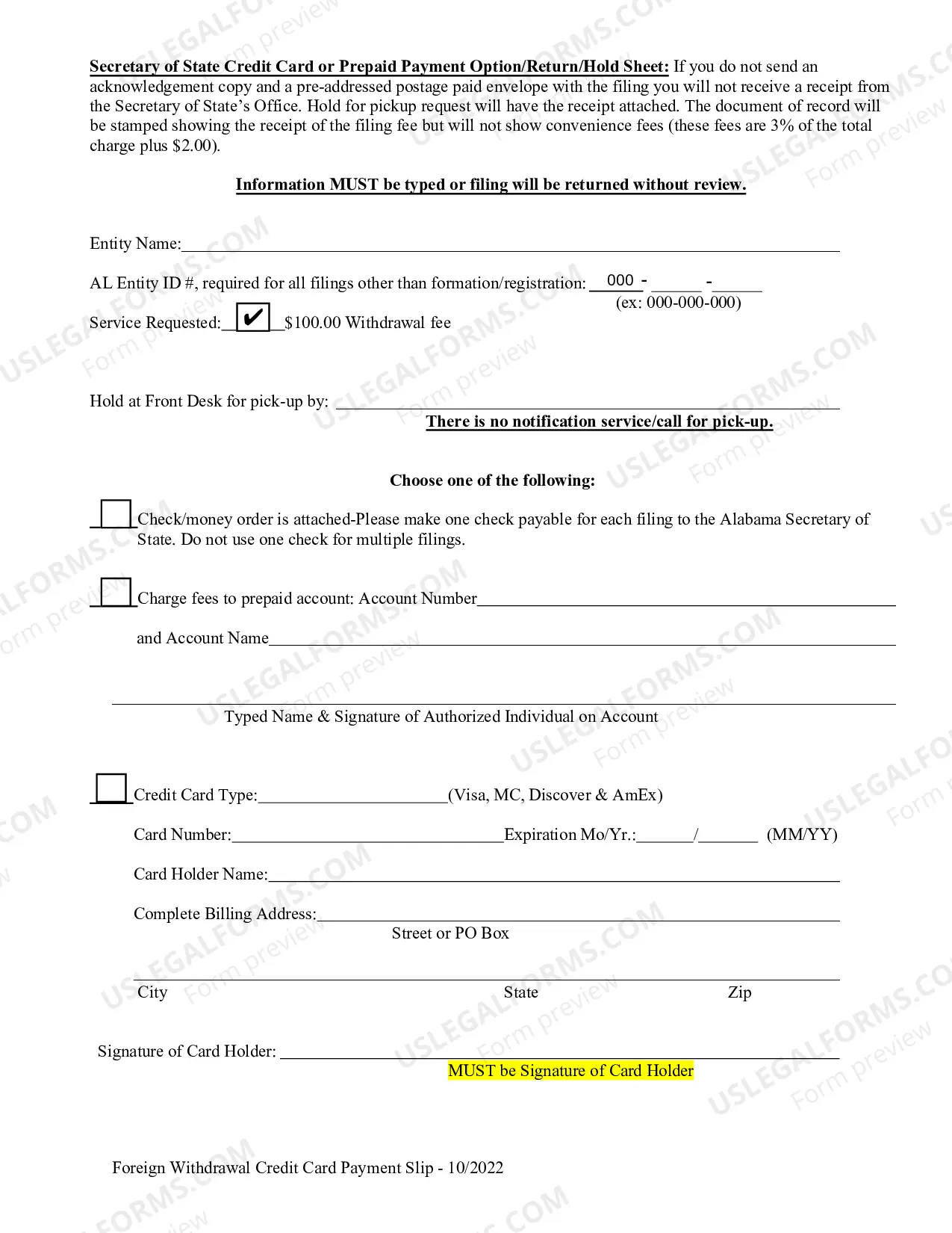 Preview Foreign LLLP Certificate of Withdrawal