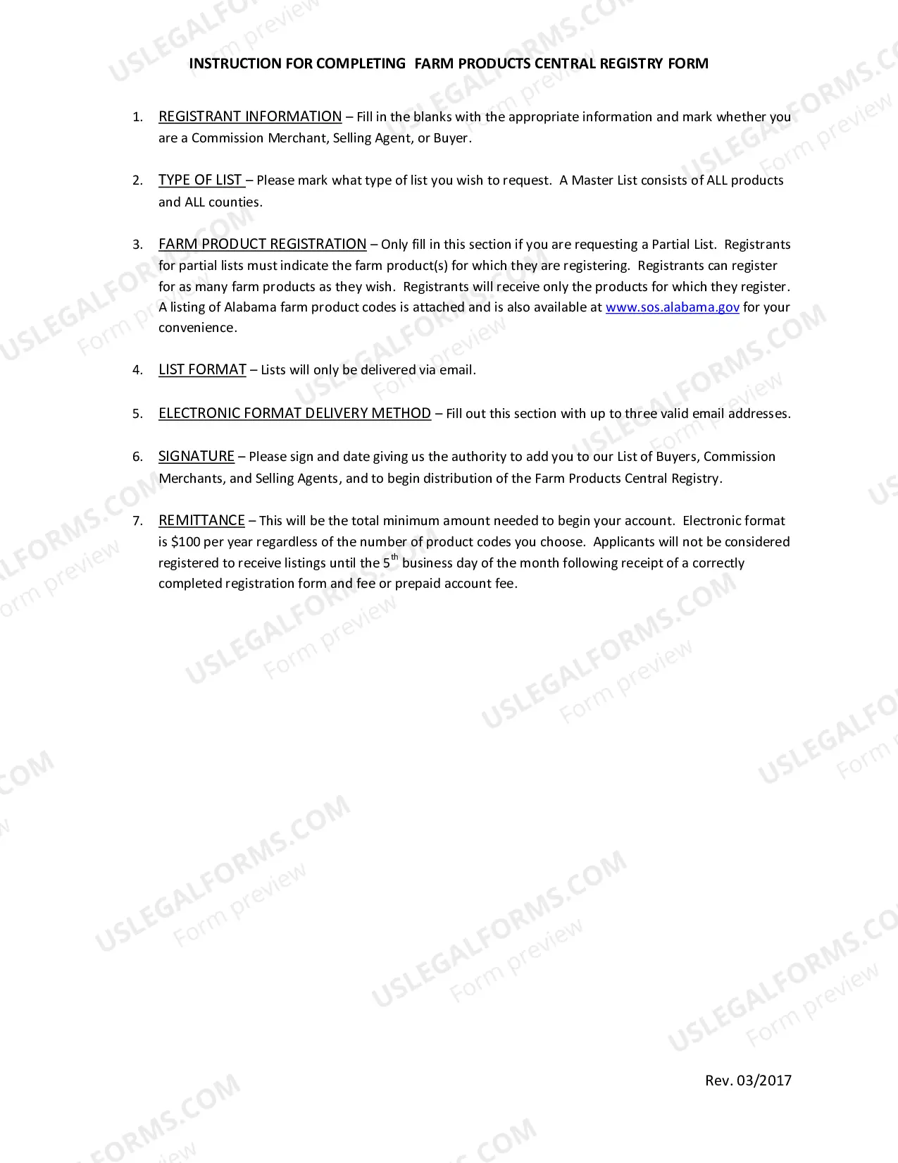 Preview Farm Products Registry Form