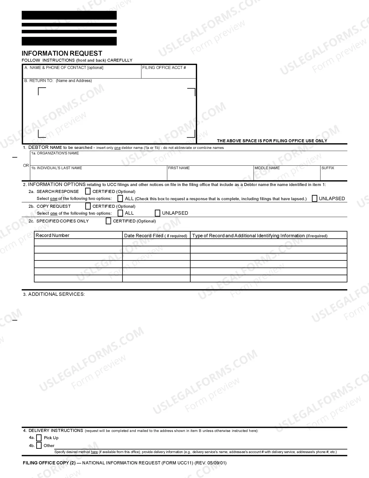Preview Alabama UCC11 Information Request