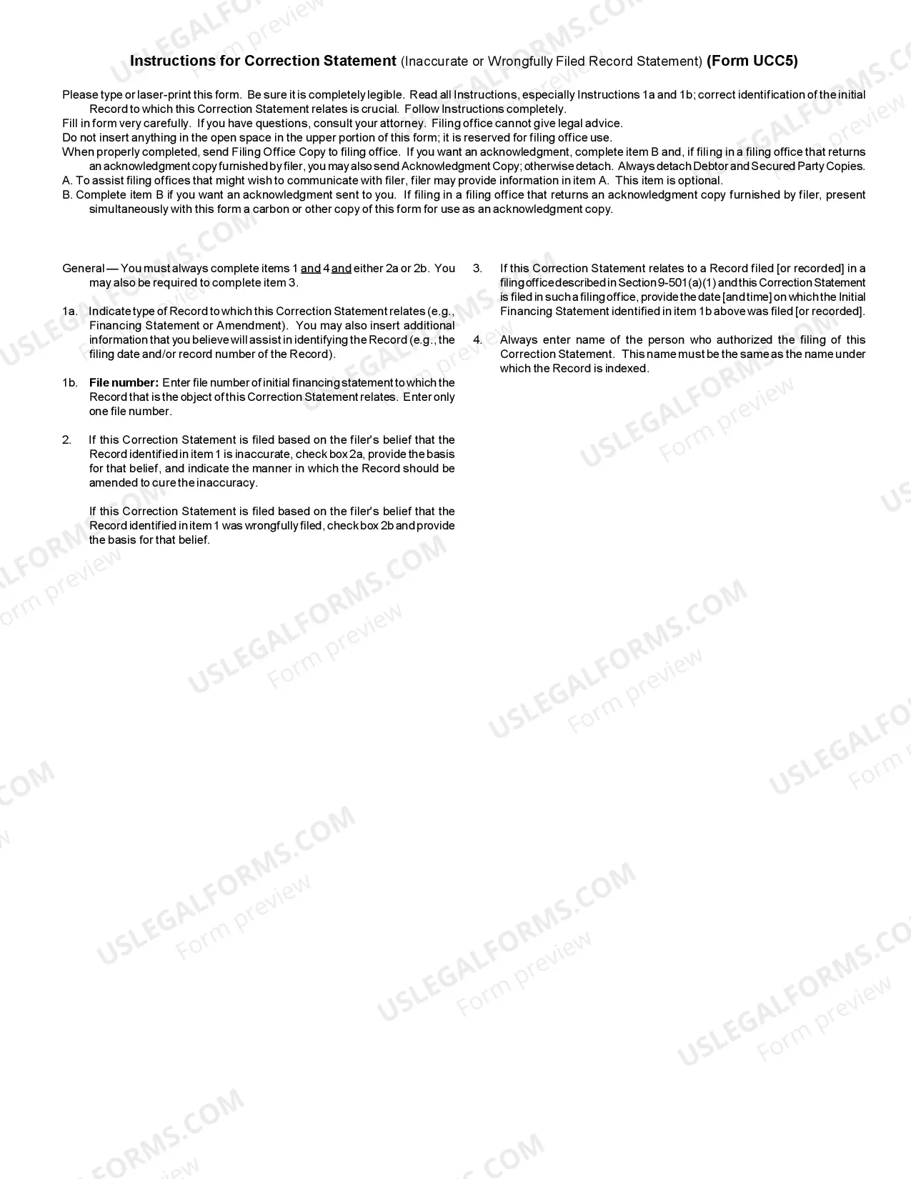 Preview Alabama UCC5 Correction Statement