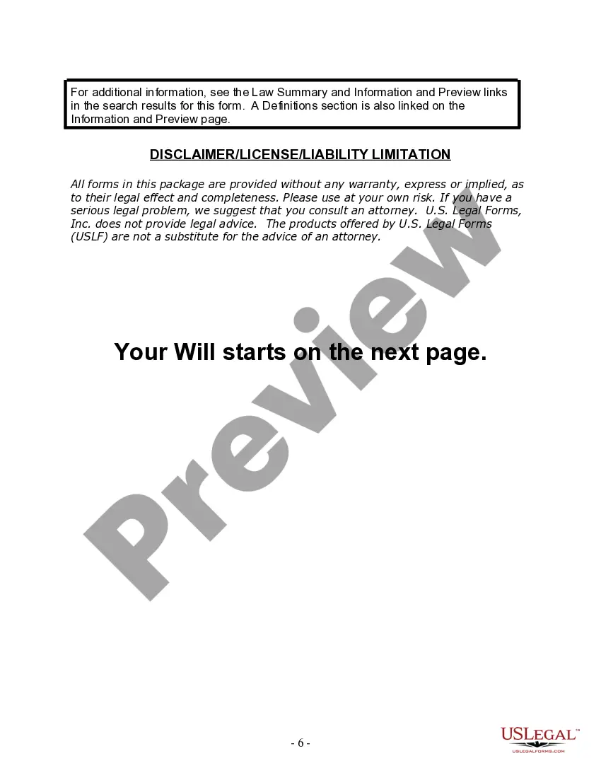 Preview Last Will and Testament for a Single Person with Minor Children