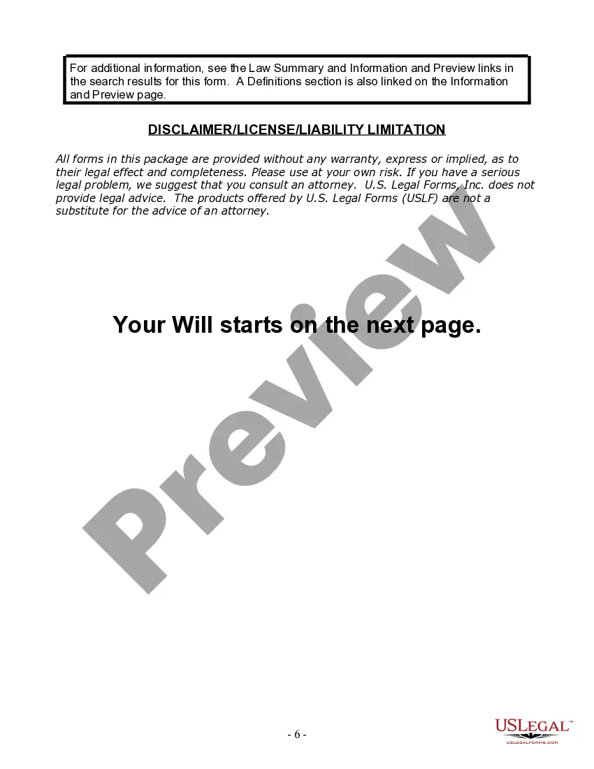 Preview Last Will and Testament for Single Person with Adult and Minor Children