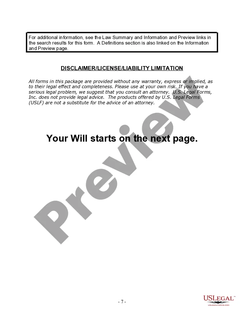 Preview Last Will and Testament for Single Person with Adult Children