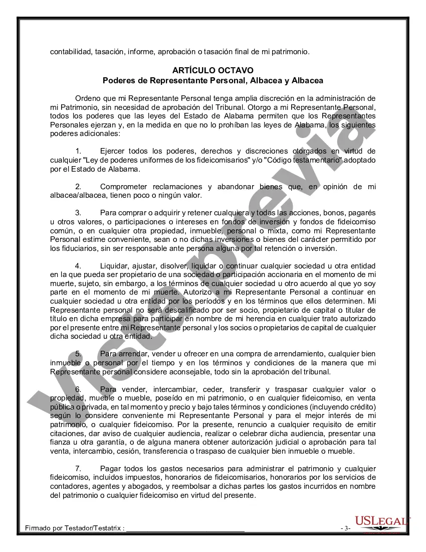 Preview Formulario de última voluntad y testamento legal para personas divorciadas que no se han vuelto a casar con hijos adultos