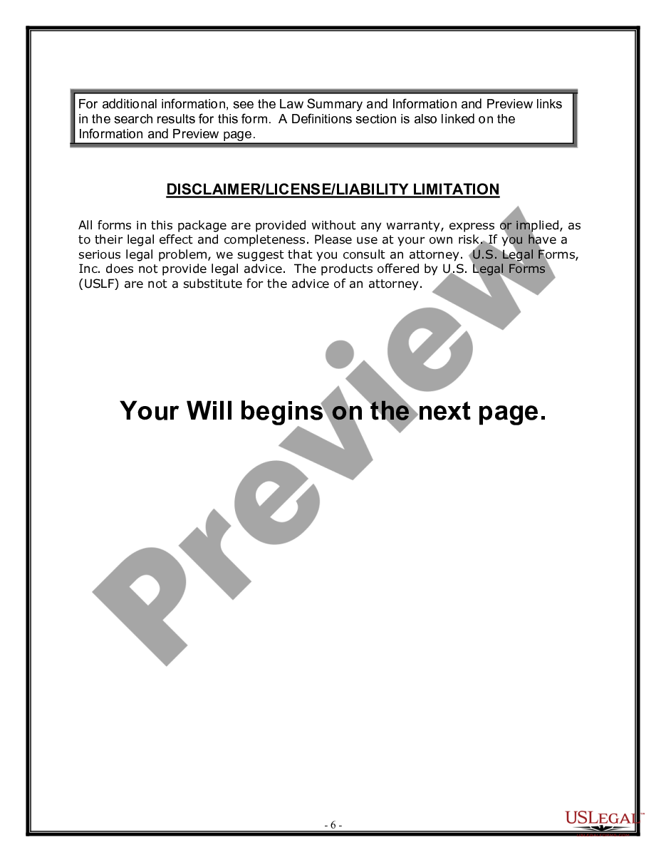 form Legal Last Will and Testament Form for Divorced person not Remarried with Adult Children preview