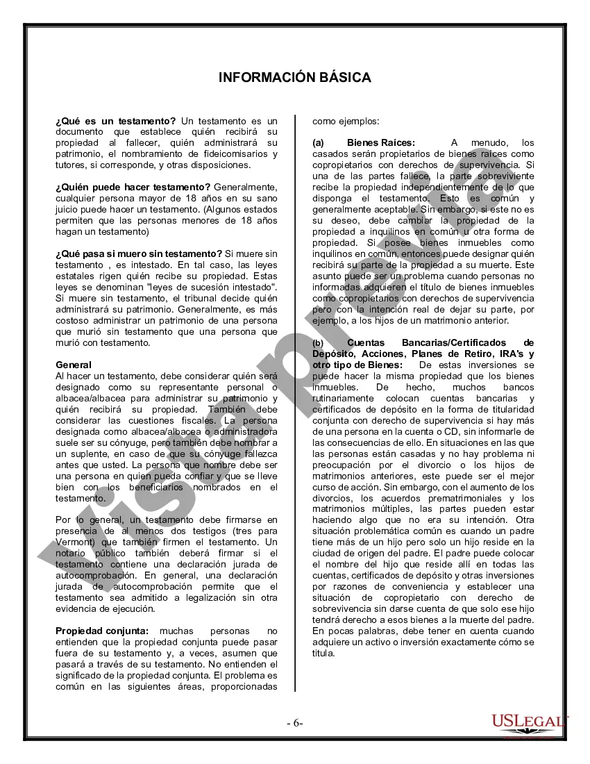 Preview Formulario de última voluntad y testamento legal para una persona casada con hijos adultos de un matrimonio anterior