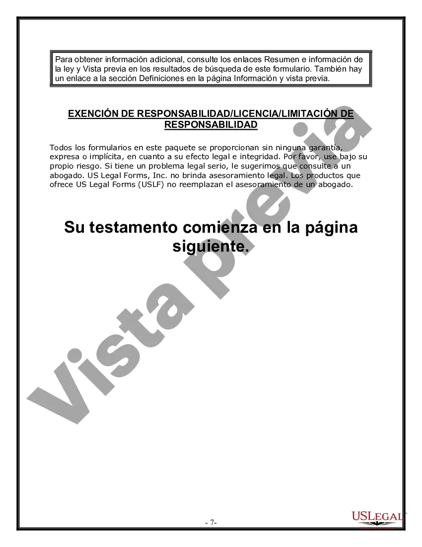 Preview Formulario de última voluntad y testamento legal para una persona casada con hijos adultos de un matrimonio anterior