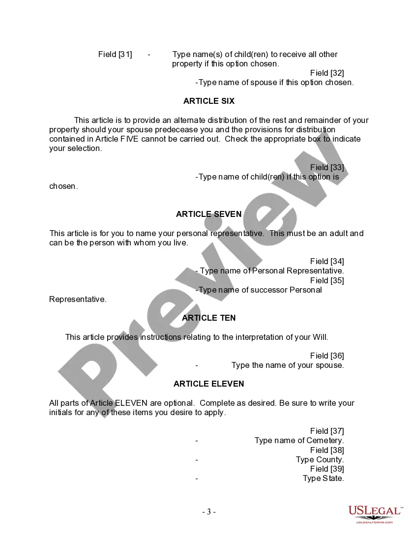 Preview Last Will and Testament for Married person with Adult Children from Prior Marriage