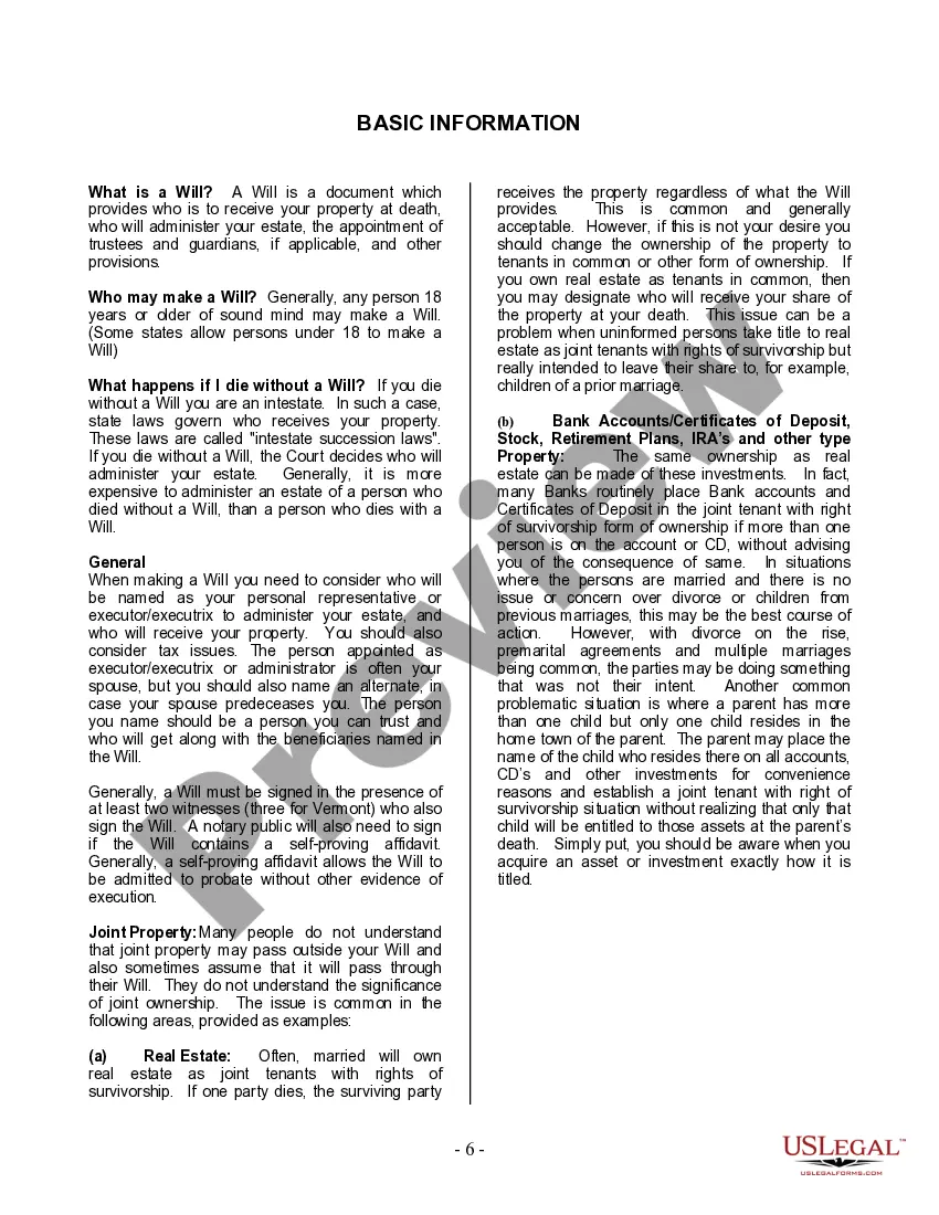 Preview Last Will and Testament for Married person with Adult Children from Prior Marriage