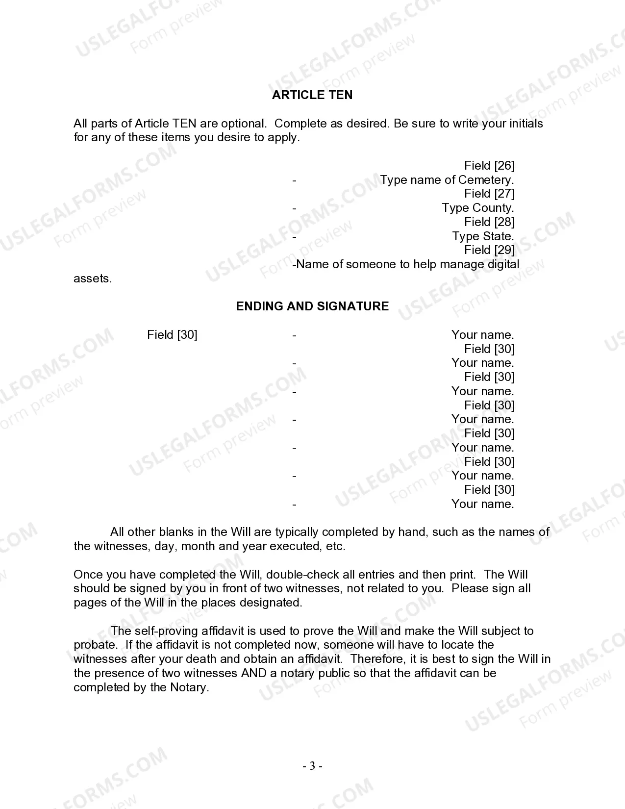 Preview Last Will and Testament for Divorced Person Not Remarried with No Children