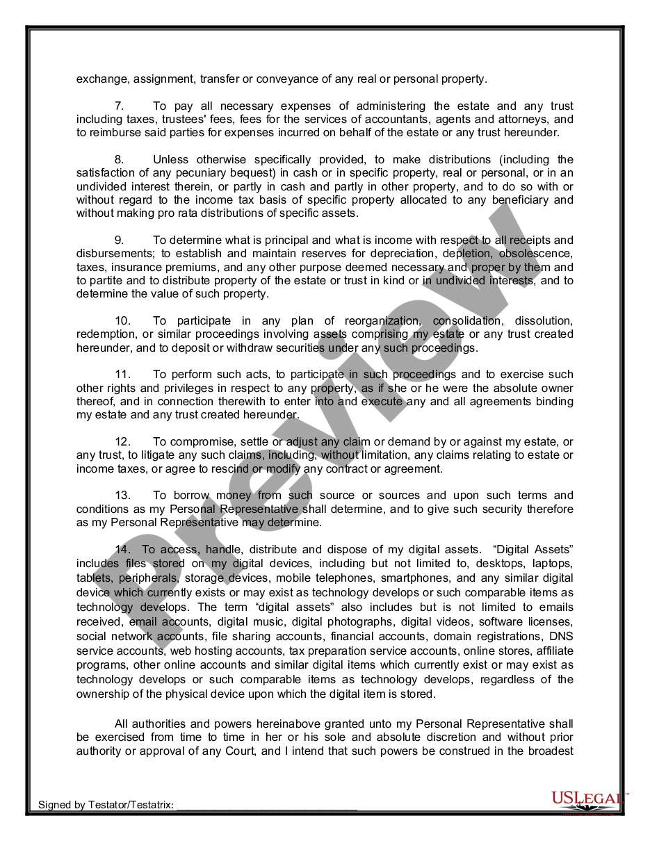page 9 Legal Last Will and Testament Form for Married person with Adult Children preview