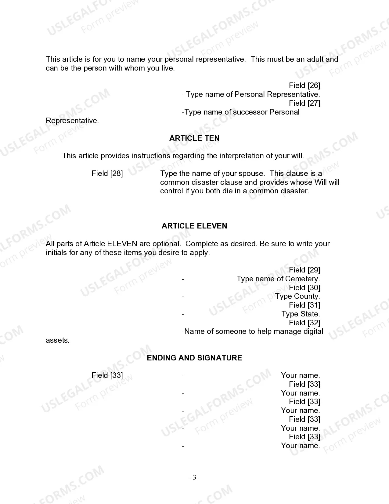 Preview Last Will and Testament for a Married Person with No Children