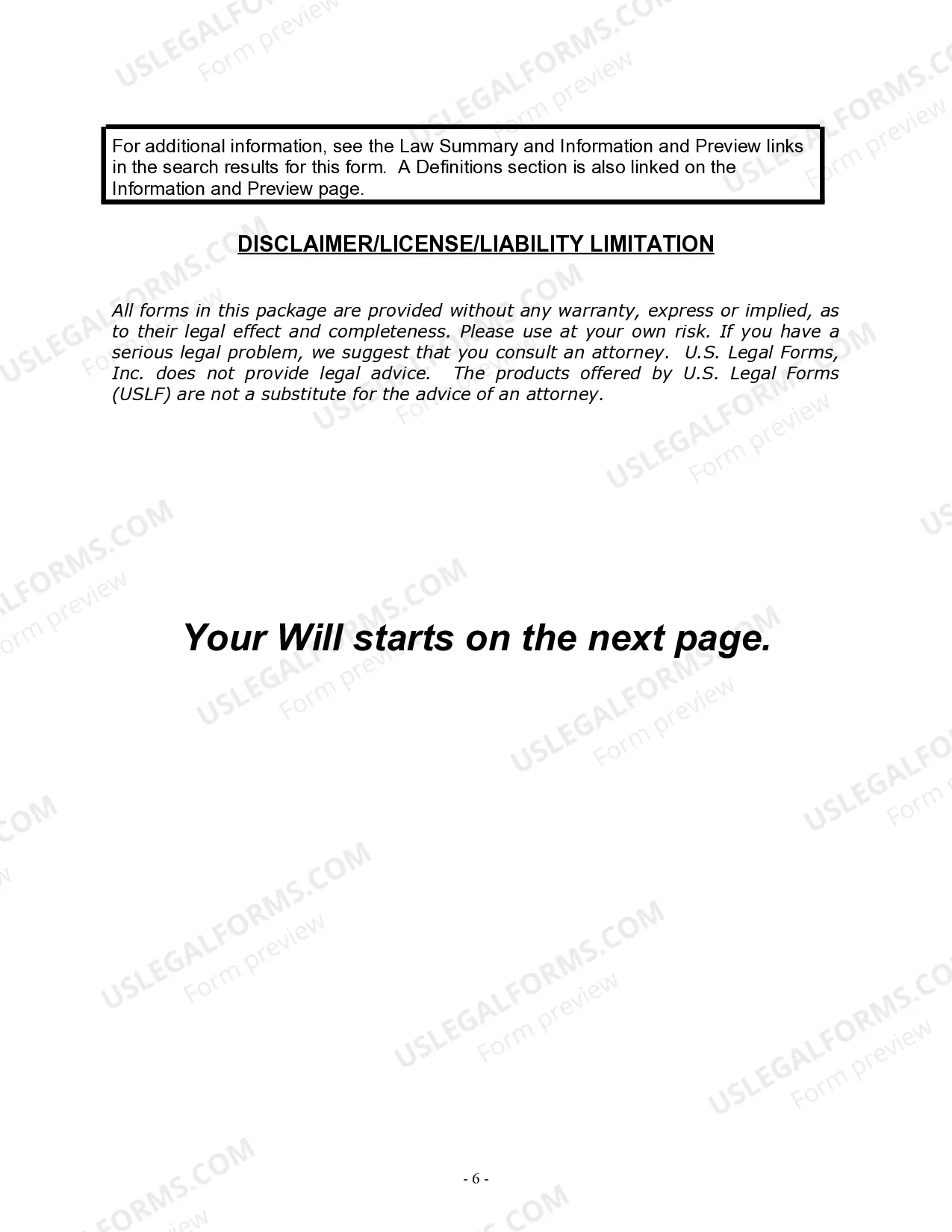 Preview Last Will and Testament for a Married Person with No Children