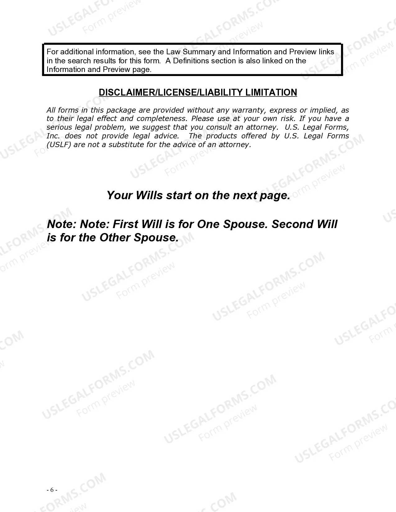 Preview Mutual Wills Package for Married Couple with Adult Children