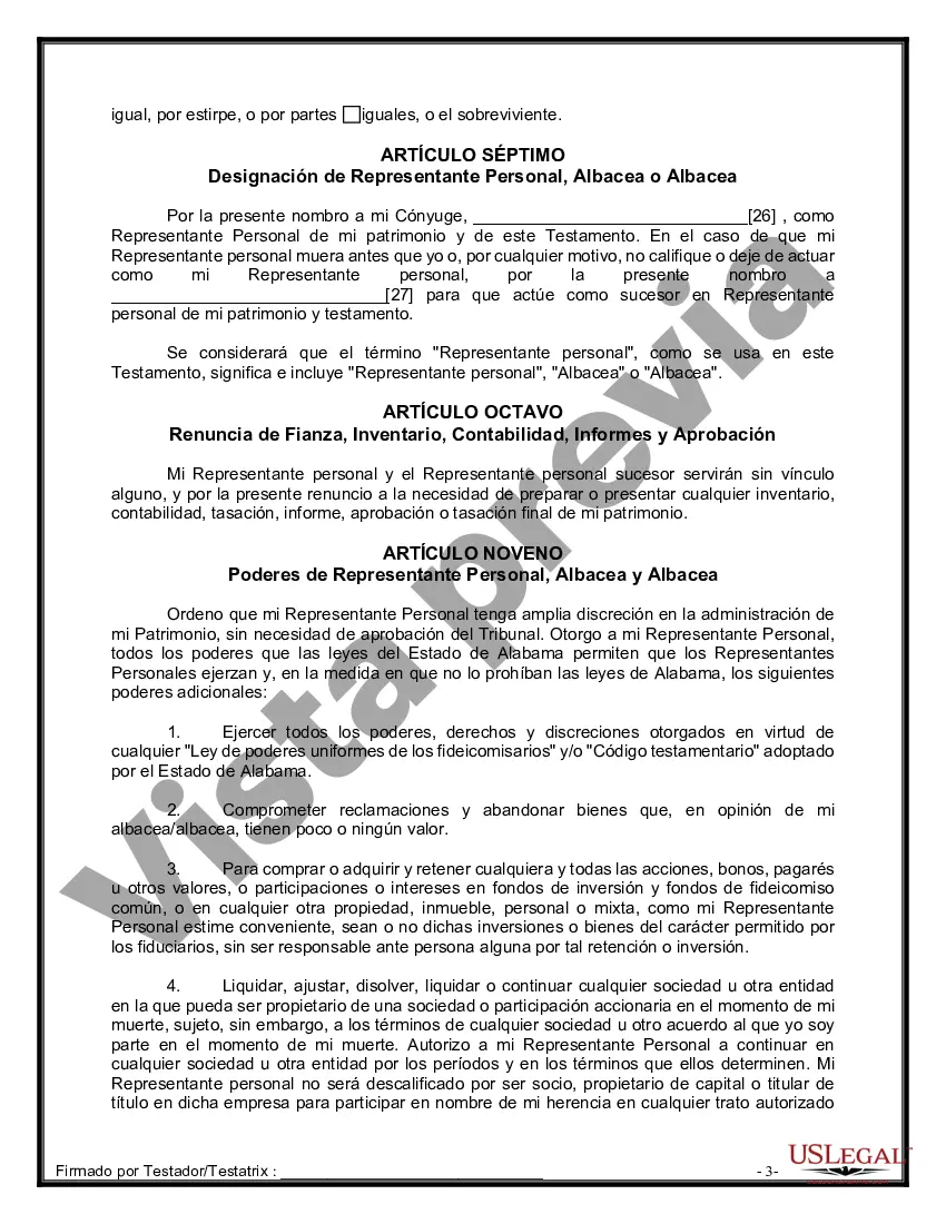 Preview Paquete de Voluntades Mutuas con Últimas Voluntades y Testamentos para Pareja Casada sin Hijos