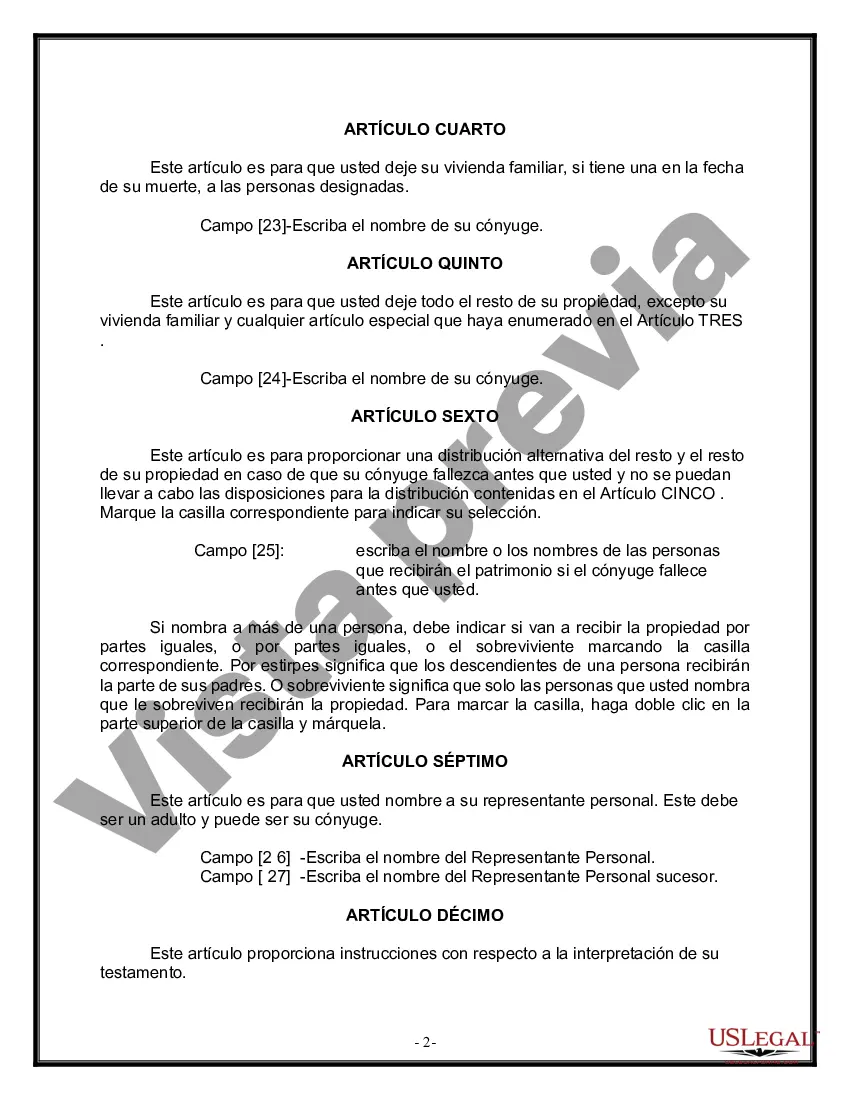 Preview Paquete de Voluntades Mutuas con Últimas Voluntades y Testamentos para Pareja Casada sin Hijos