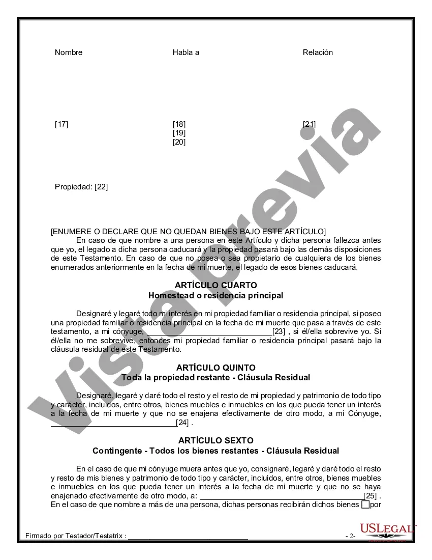 Preview Paquete de Voluntades Mutuas con Últimas Voluntades y Testamentos para Pareja Casada sin Hijos