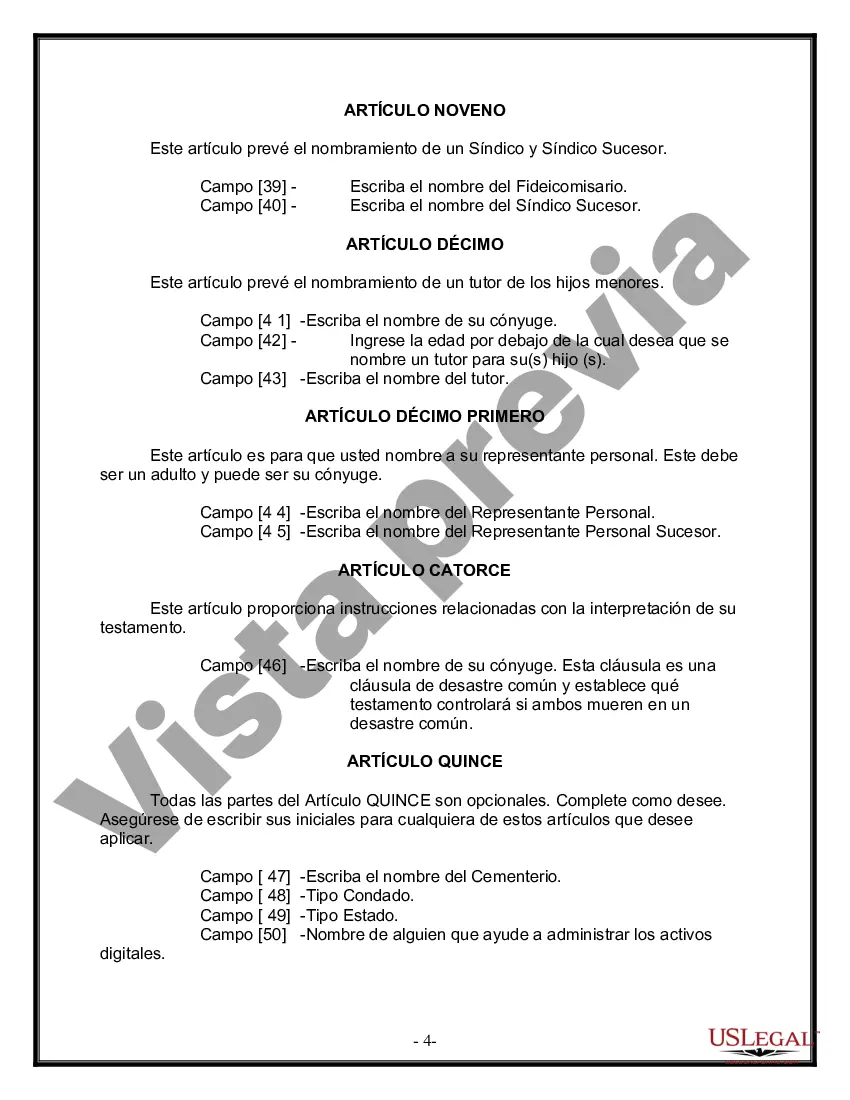 Preview Paquete de Voluntades Mutuas con Últimas Voluntades y Testamentos para Pareja Casada con Hijos Menores