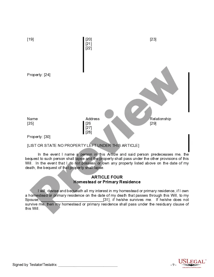 Preview Mutual Wills Package for Married Couple with Minor Children