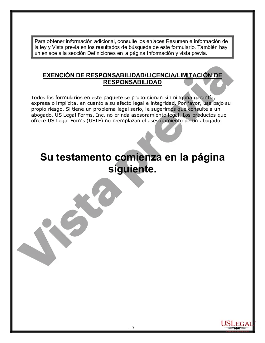 Preview Formulario Legal de Última Voluntad y Testamento para Persona Casada con Hijos Adultos y Menores de Matrimonio Anterior