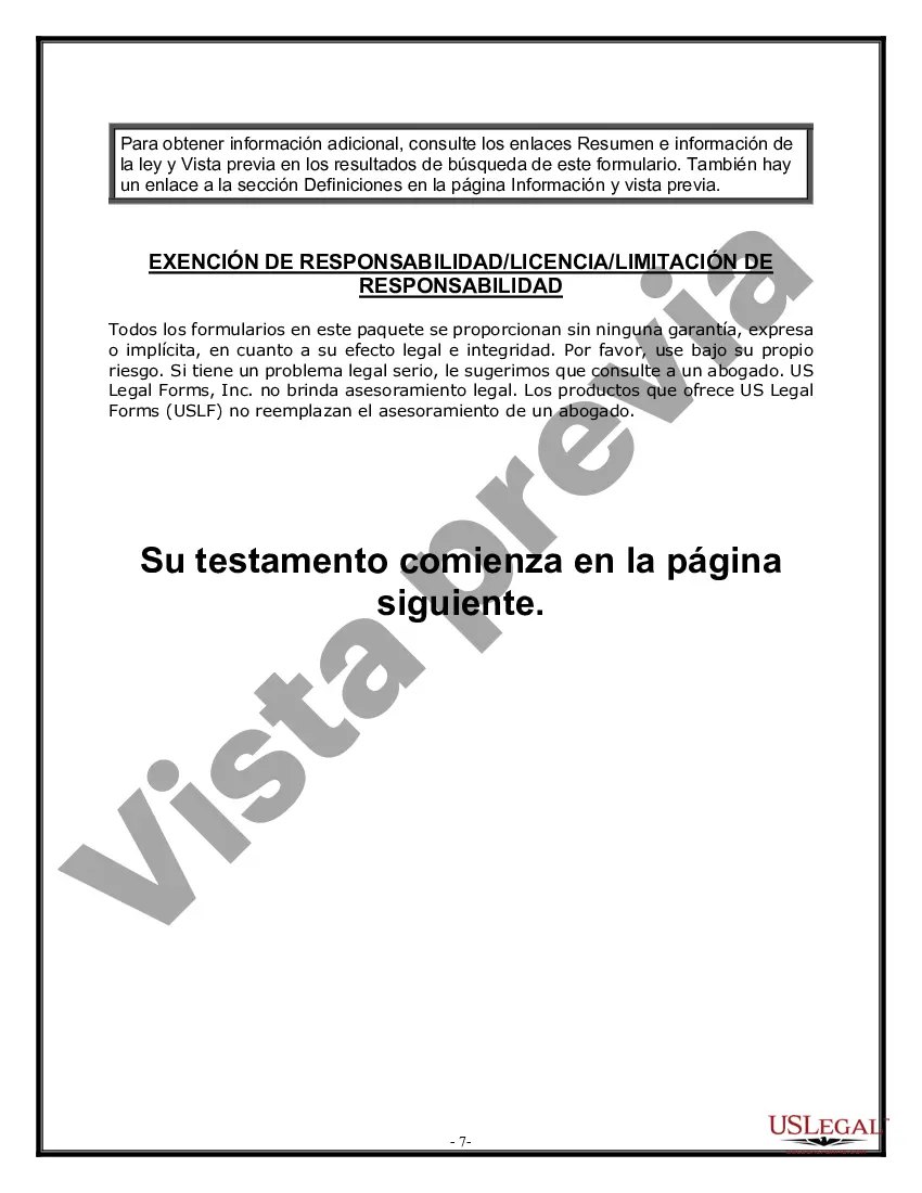 Preview Formulario Legal de Última Voluntad y Testamento para Persona Casada con Hijos Adultos y Menores