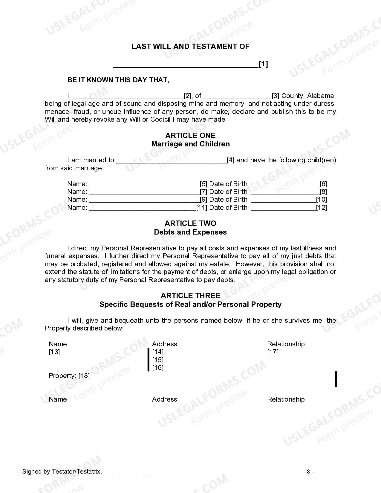 Preview Mutual Wills Package for Married Couple with Adult and Minor Children